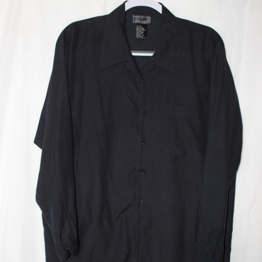 Daniel Hechter Black 100% Silk long sleeve Blouse